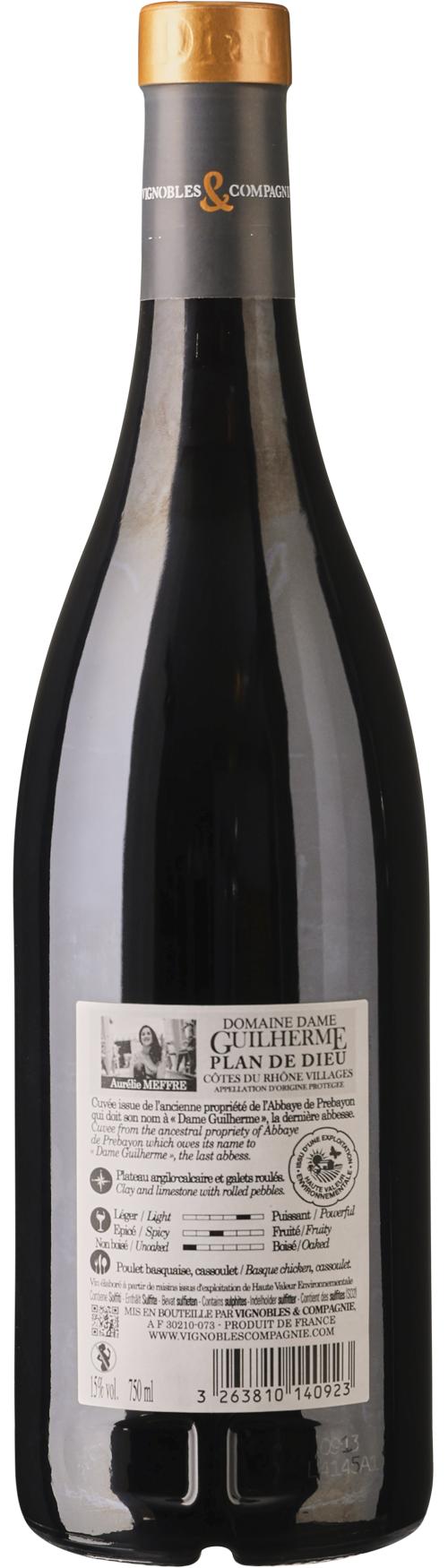 Domaine Dame Guilherme Plan de Dieu wine bottle