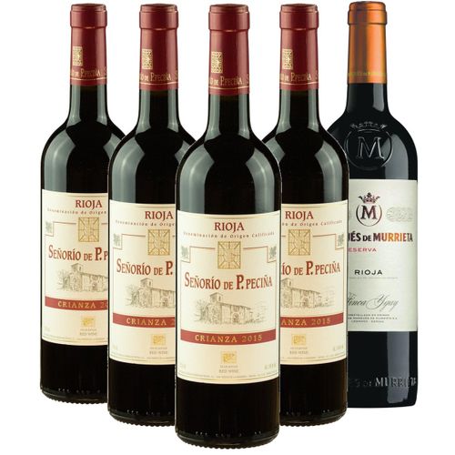 Vinpakke - 4 Pecina Crianza + 1 Gratis Murrieta Rioja Reserva wine bottle