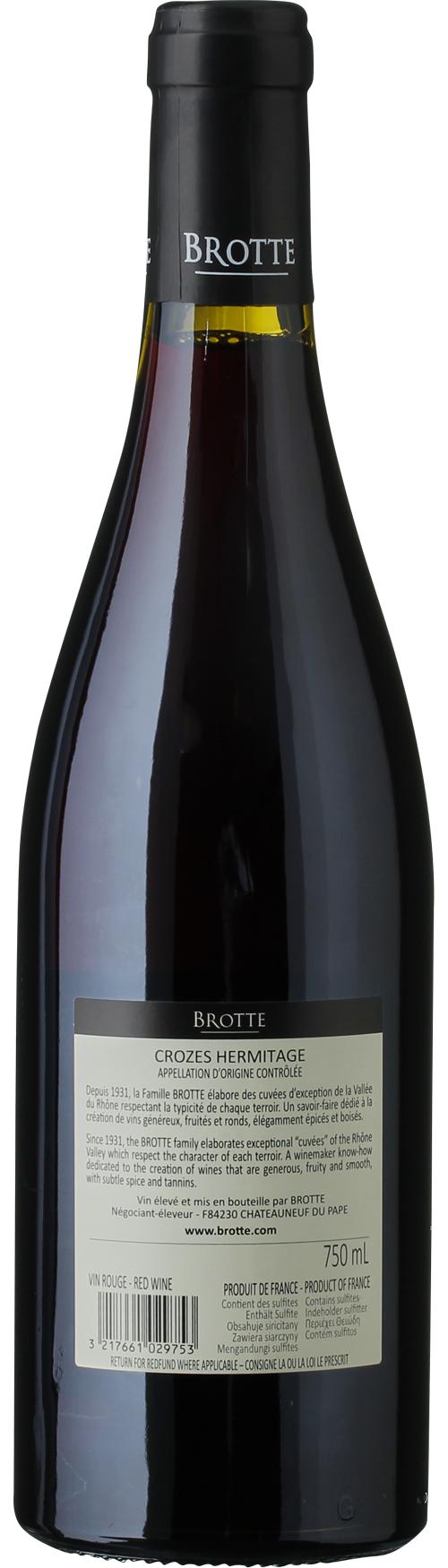 Brotte La Rollande Crozes Hermitage Rouge wine bottle