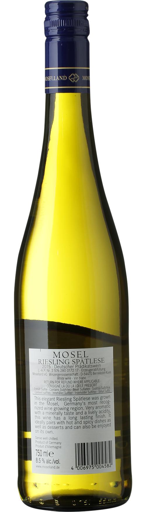 Moselland Riesling Spätlese wine bottle