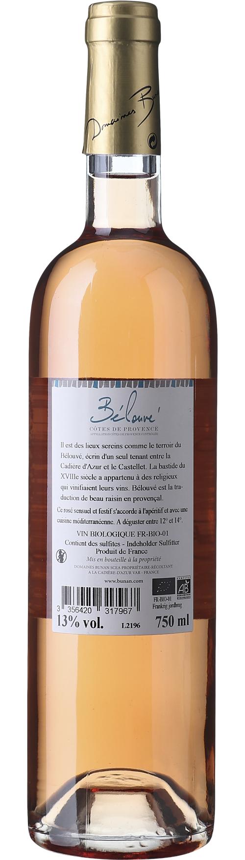 Domaines Bunan Belouve Rosé AOP Côtes de Provence wine bottle