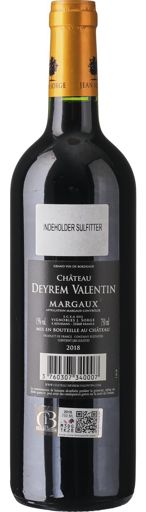 Château Deyrem Valentin Margaux wine bottle