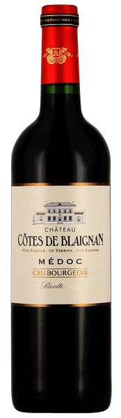 Château Côtes de Blaignan Cru Bourgeois Médoc 2016 wine bottle