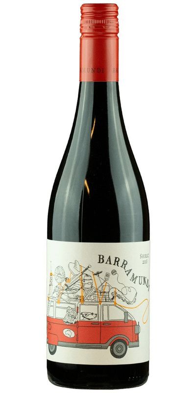 Barramundi, Shiraz wine bottle