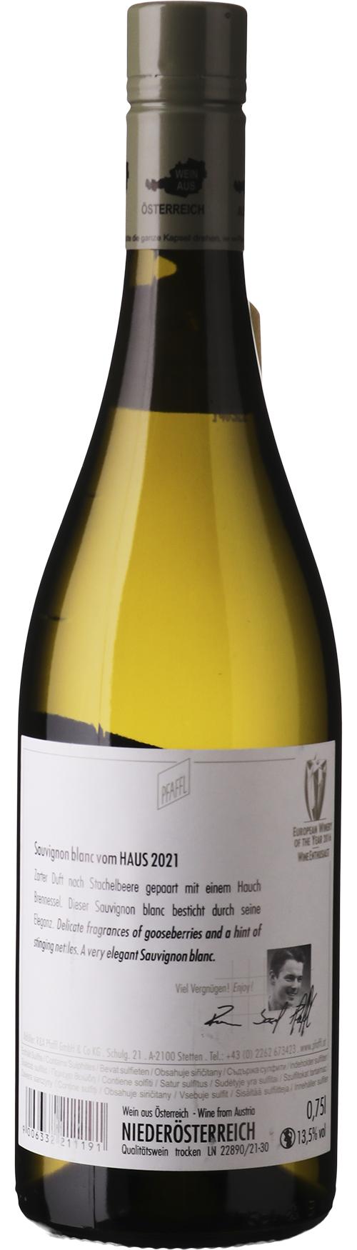 Pfaffl Sauvignon Blanc Vom Haus wine bottle