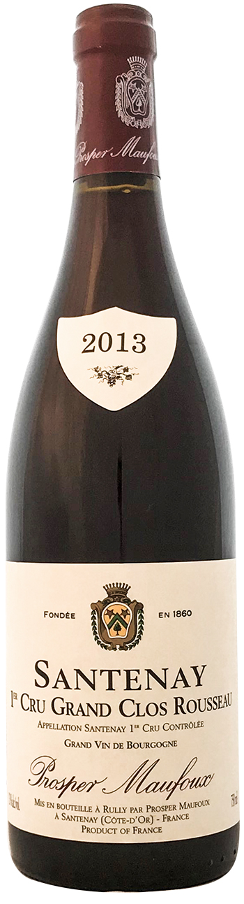 Prosper Maufoux Santenay Rouge 1er cru Clos Rousseau 2013 wine bottle