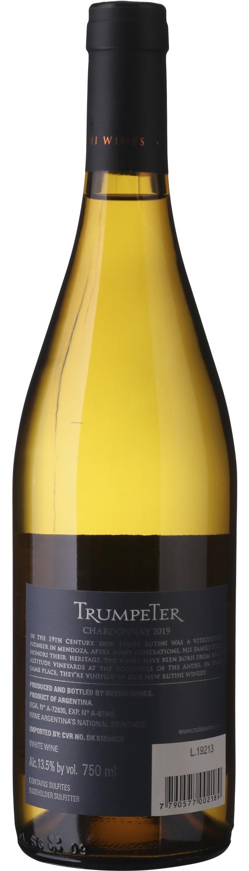 Rutini Trumpeter Chardonnay wine bottle