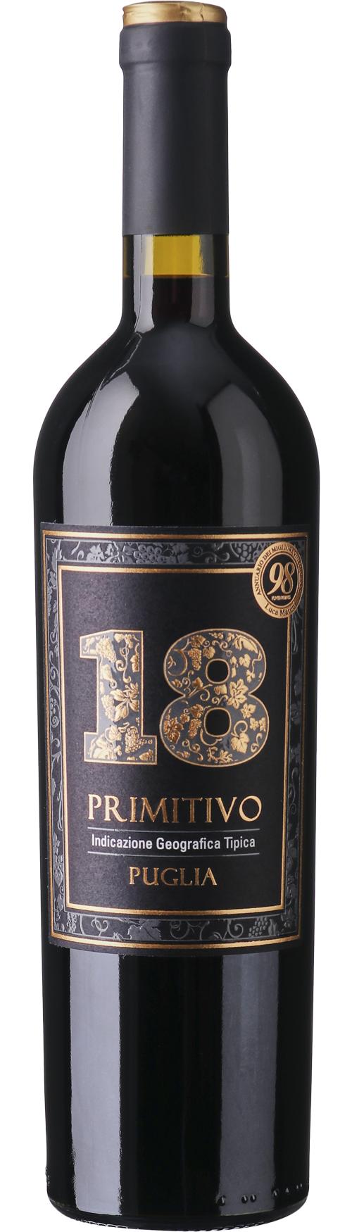 18 Gradi Primitivo Puglia IGP 18% vol. wine bottle