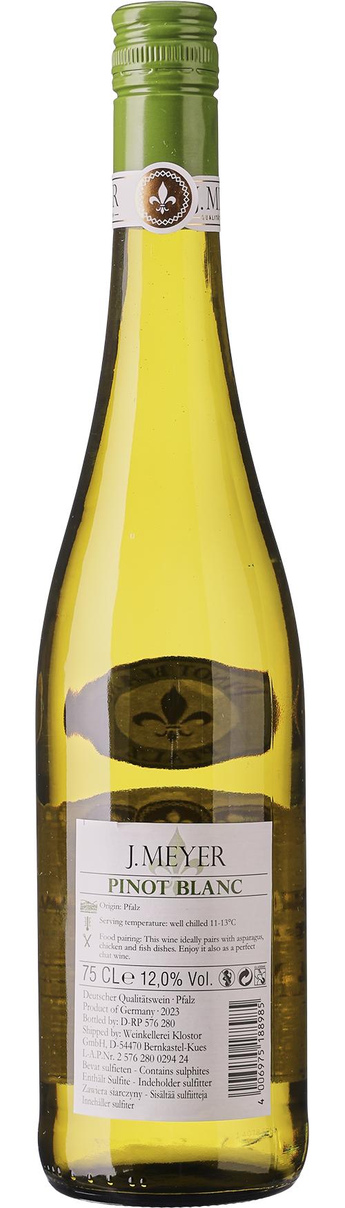 Moselland J. Meyer Qualitätswein Pfalz Pinot Blanc wine bottle