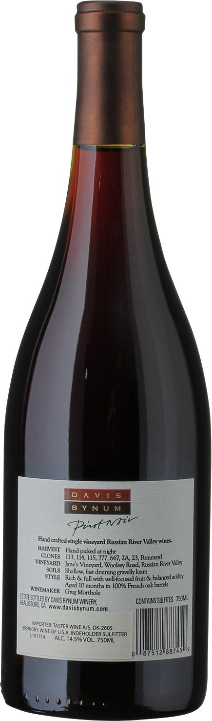 Rodney Strong Davis Bynum Pinot Noir wine bottle