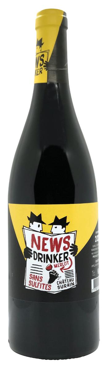 Chateau Surain "News Drinker" Merlot Bordeaux 2020 (Naturvin) wine bottle