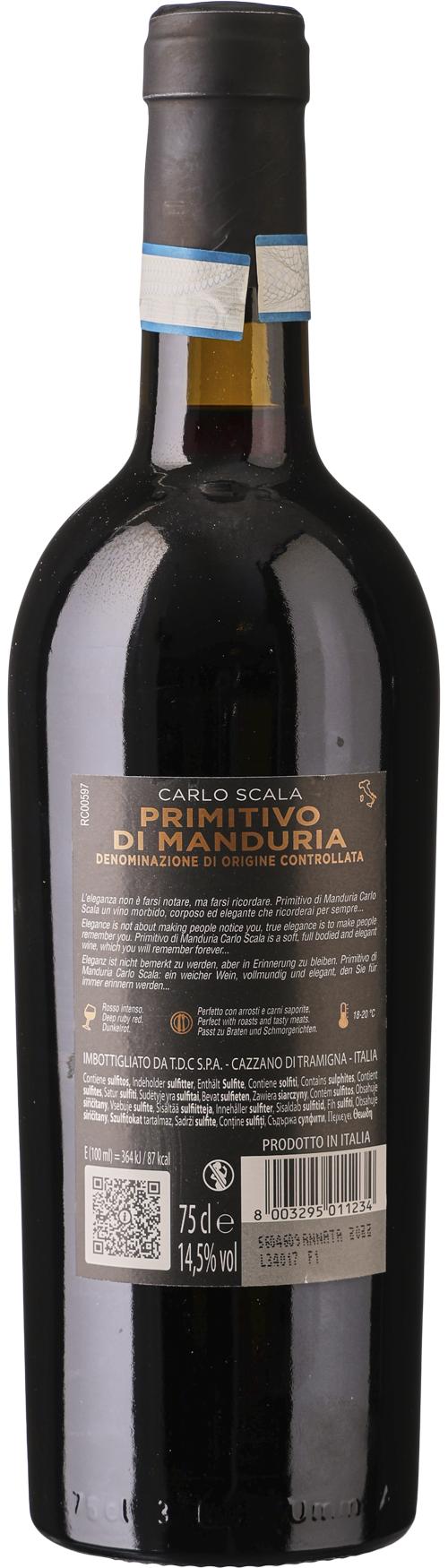 Carlo Scala Primitivo di Manduria wine bottle