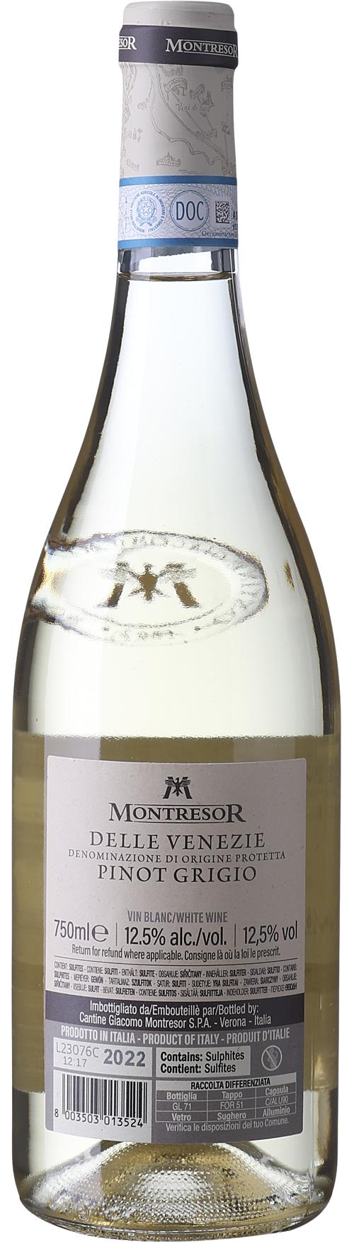 Cantine Montresor Pinot Grigio DOP Delle Venezie Montefiera wine bottle