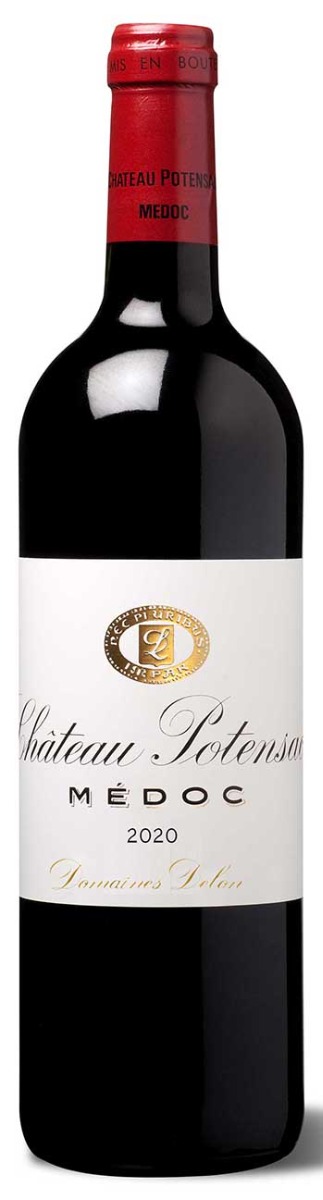 Chateau Potensac Médoc 2020 i trækasse wine bottle
