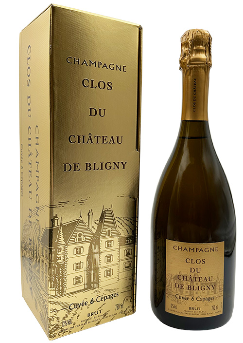 Clos du Château de Bligny Champagne Cuvée 6 Cépages Brut Nature Golden Giftbox wine bottle