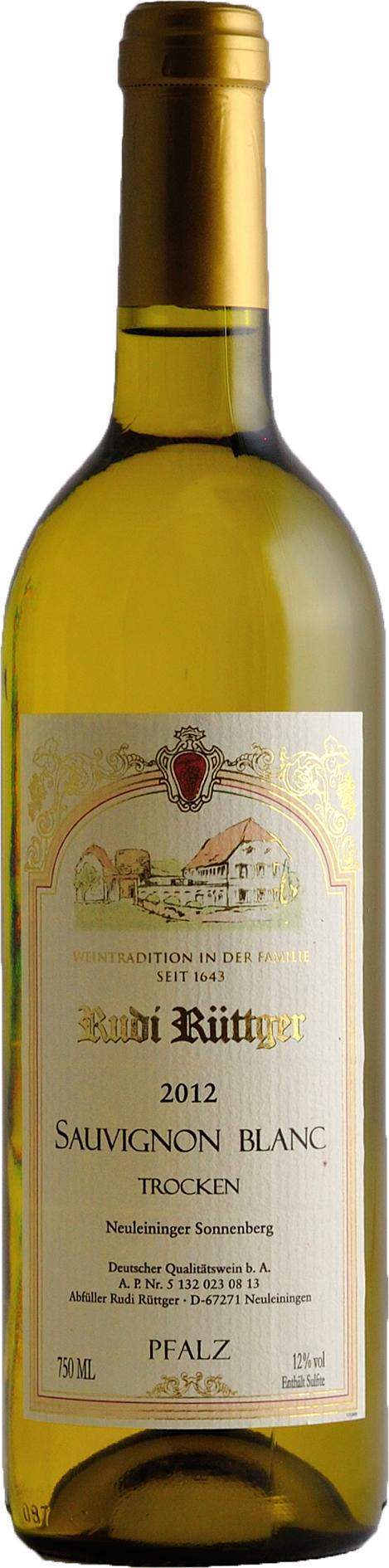 Rudi Rüttger Neuleininger Sonnenberg Sauvignon Blanc trocken Pfalz 2012 wine bottle