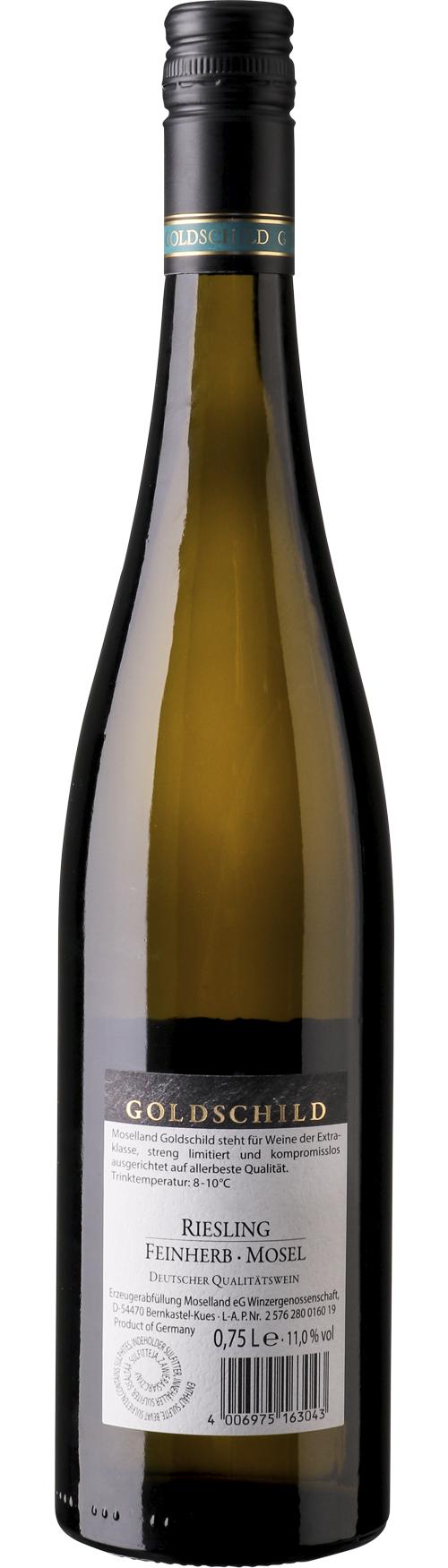 Moselland Goldschild Riesling Feinherb wine bottle