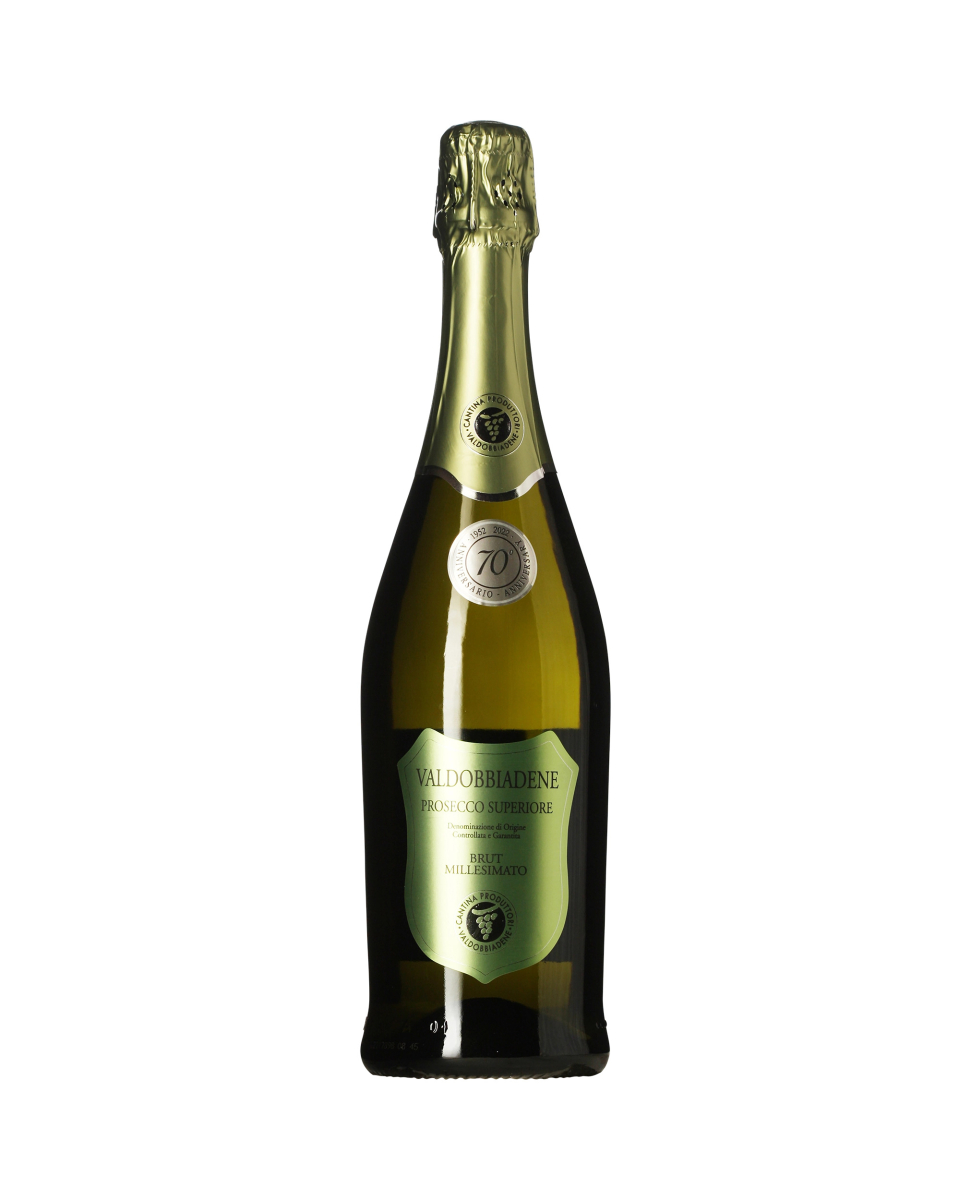 Val d'Oca Valdobbiadene Prosecco Superiore D.O.C.G. Brut Millesimato wine bottle