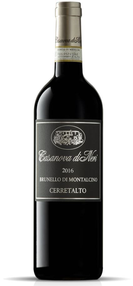 Casanova di Neri Brunello di Montalcino Cerretalto 2016 i trækasse wine bottle