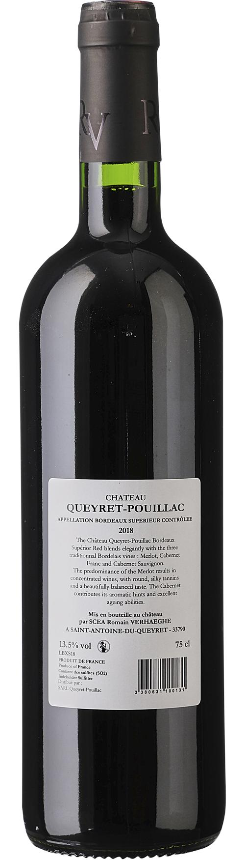 Château Queyret-Pouillac Bordeaux Supérieur Rouge økologisk wine bottle