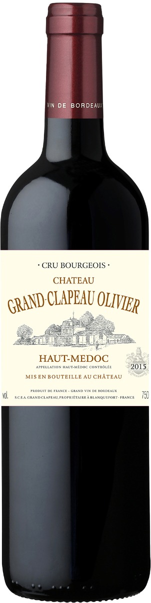 Chateau Grand Clapeau Olivier Haut-Médoc Cru Bourgeois 2015 wine bottle