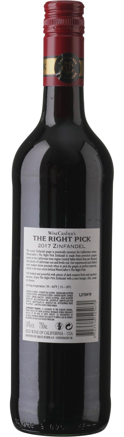 The Right Pick Zinfandel wine bottle