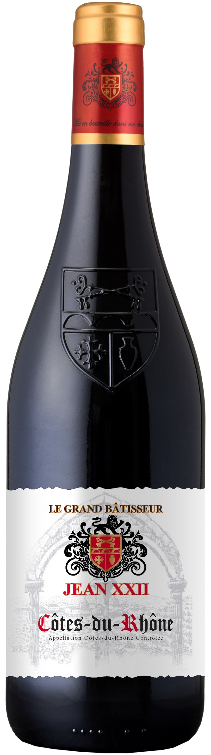 Jean XXII  Le Grand Batisseur Cotes du Rhone 16% 2021 wine bottle