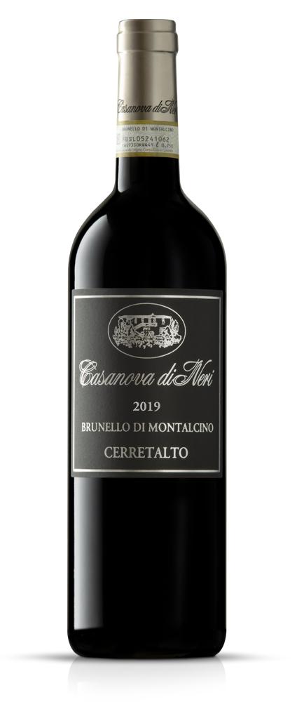 Casanova di Neri Brunello di Montalcino Cerretalto 2019 i trækasse wine bottle